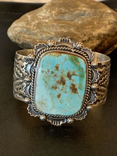 Native American Men's Navajo Royston Turquoise Cuff Bracelet | Sterling Silver | 1414