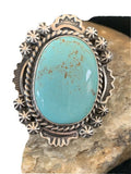 Southwestern Navajo Blue Kingman Turquoise Ring | Sterling Silver | Sz 9 | 01643