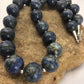 Authentic Native American Handmade | Navajo Sterling Silver Denim Lapis Bead Necklace | 20" | 16mm