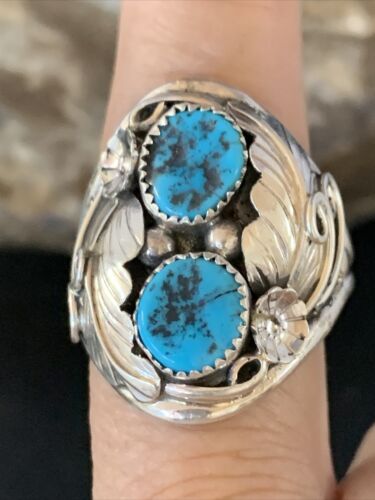 Navajo Kingman Turquoise Multi-Stone Ring | Authentic Native American Sterling Silver | Sz 11 | 14178