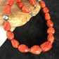 Navajo Apple Coral Sponge Bead Necklace | Sterling Silver | Authentic Native American Handmade | 22" | 8526