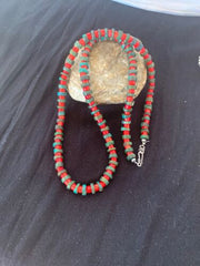 Navajo Turquoise & Coral Heishi Bead Necklace | Sterling Silver | 21" | Authentic Native American Handmade | 4757