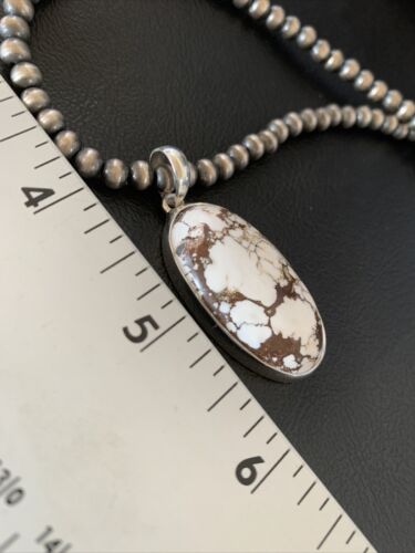 Men's Navajo Wild Horse Turquoise Necklace Pendant | Sterling Silver | Authentic Native American Handmade | 12817