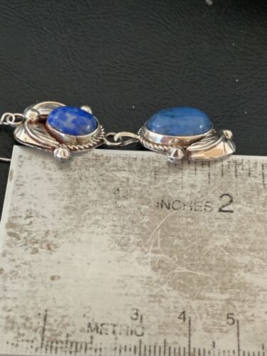 Native American Navajo Denim Lapis Dangle Earrings | Sterling Silver | 2" | 1866