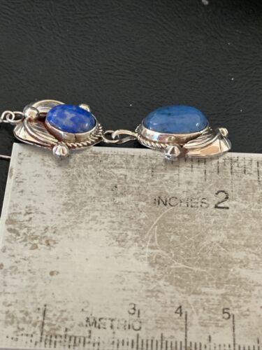 Native American Navajo Denim Lapis Dangle Earrings | Sterling Silver | 2" | 01866