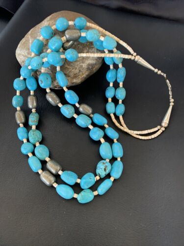 Native American Santo Domingo Shell Nugget Turquoise Necklace | 26" | Authentic Handmade | 12000