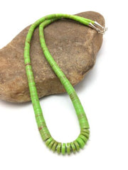 Navajo Green Gaspeite Graduated Necklace | Sterling Silver | Authentic Native American | 17" | 4158