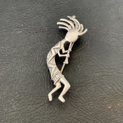Native American Navajo Kokopelli Pin Pendant | Sterling Silver | Authentic Handmade | 12277