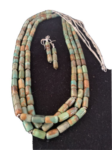 Authentic Navajo Royston Turquoise Heishi Necklace | 3 Strand Sterling Silver | 20" | 1203