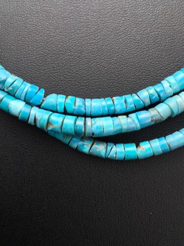 Navajo Turquoise Heishi 3 Strand Necklace | Sterling Silver | Authentic Native American Handmade | 2583