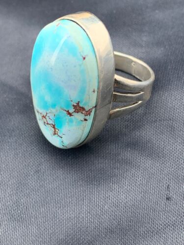 Navajo Blue Royston Turquoise Ring | Sterling Silver | Sz 9 | Authentic Native American Handmade | 10226