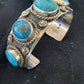 Navajo Sterling Silver Blue Kingman Turquoise Cuff Bracelet | 5 Stones | Authentic Native American Handmade | 863