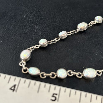 Native American Navajo White Opal Link Bracelet | Sterling Silver | Authentic Handmade | 14648