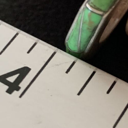 Women's Navajo Gaspeite Inlay Ring | Sterling Silver | Sz 5.5 | Authentic Native American Handmade | 12464