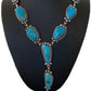 Navajo Kingman Turquoise Pendant Lariat Necklace | Sterling Silver Navajo Pearls | 1188