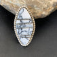Navajo White Buffalo Turquoise Inlay Ring | Sterling Silver | Sz 9 | Authentic Native American Handmade | 12174