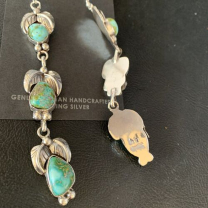 Navajo Sonoran Gold Turquoise Earrings | Sterling Silver | 3 Dangle | Authentic Native American Handmade | 13924