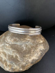 Old Pawn Southwestern Stamped Cuff Bracelet | Navajo Sterling Silver | Authentic Native American Handmade | 13831
