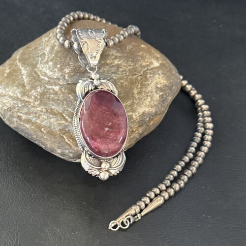 Navajo Purple Spiny Oyster Pendant Necklace | Sterling Silver | Authentic Native American Handmade | 14664