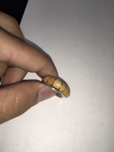 Navajo Women's Turquoise Inlay Ring | Yellow Gold & Sterling Silver | Sz 6.5 | 1795
