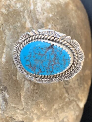 Southwestern Navajo Blue Kingman Turquoise Ring | Sterling Silver | Sz 7 | 12206
