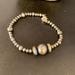 Southwestern Navajo Pearls Bead Bracelet | Sterling Silver | 8" | Authentic Native American Handmade | 14187