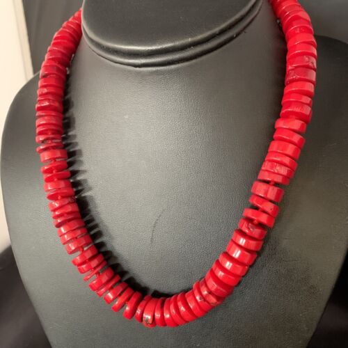 Women's Navajo | Bamboo Coral Strand Necklace | Sterling Silver | 18" | Authentic Native American Handmade | 13519