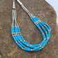Blue Turquoise Heishi Liquid Silver Bracelet | Sterling Silver | 7" | 5-Strand | 13596