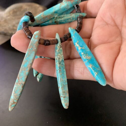 Navajo Blue Jasper Choker Necklace | Sterling Silver Shell Beads | 20" | Authentic Native American Handmade | 11460