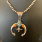 Navajo Pearl Necklace with Green Turquoise & Spiny Oyster Naja Pendant | Sterling Silver | Authentic Native American Handmade | 11701