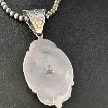Navajo Purple Spiny Oyster Pendant Necklace | Sterling Silver | Women's | Authentic Native American Handmade | 14665