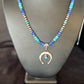 Navajo Blue Turquoise Lapis Necklace Pendant | Authentic Native American Sterling Silver | Naja | 14638