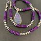 Navajo Purple Sugilite Necklace with Faux Opal Pendant | Sterling Silver | Authentic Native American Handmade | 01916