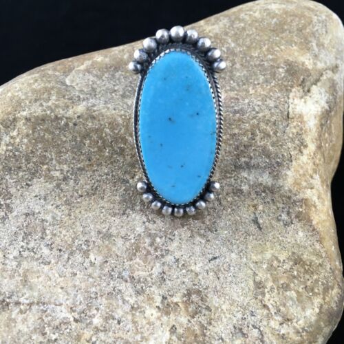 Native American Men's Navajo Blue Turquoise Ring | Sterling Silver | Sz 9.5 | 10080