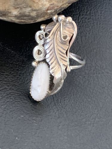 Navajo White Buffalo Turquoise Ring | Sterling Silver | Sz 7 | Authentic Native American Handmade | 12185
