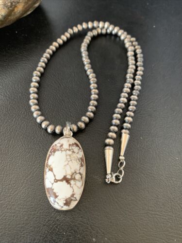 Men's Navajo Wild Horse Turquoise Necklace Pendant | Sterling Silver | Authentic Native American Handmade | 12817