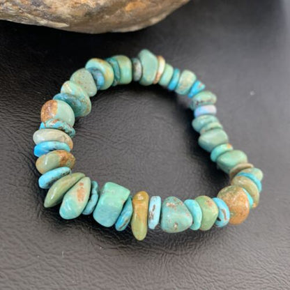 Men's Women's Stretch Bracelet | Blue Green Turquoise Stone | 7" | 11823