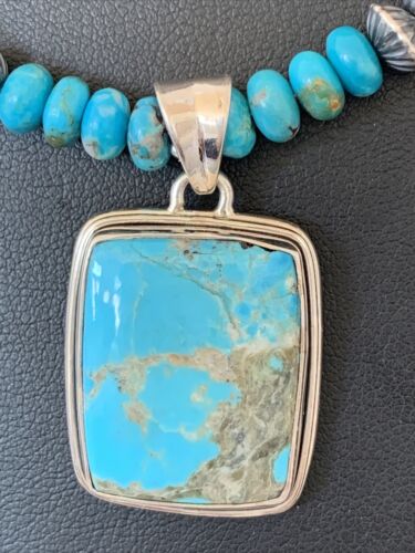 Men's Spiderweb Turquoise Pendant | Navajo Pearls Sterling Silver Necklace | Authentic Native American Handmade | 1015