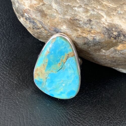 Navajo Blue Kingman Turquoise Ring | Sterling Silver | Sz 8 | Authentic Native American Handmade | 12796