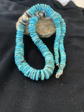 Southwestern Navajo Sterling Silver Graduated Blue Turquoise Necklace | Authentic Native American | 25" | 602