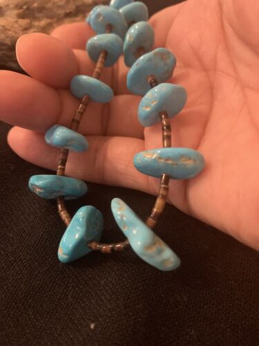 Navajo Sleeping Beauty Kingman Turquoise Nugget Necklace | Sterling Silver | Authentic Native American Handmade | 26" | 00613