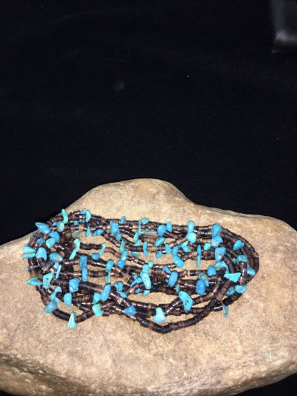 Navajo Blue Nugget Turquoise Necklace | Sterling Silver | Authentic Native American Handmade | 01817