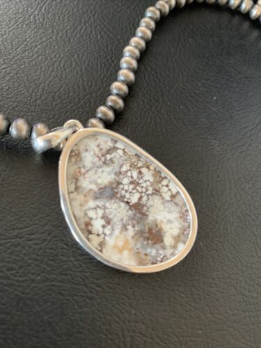 Men's Navajo Wild Horse Turquoise Pendant Necklace | Sterling Silver | Authentic Native American Handmade | 12816