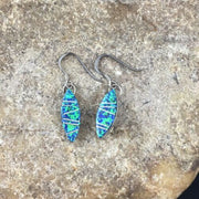 Navajo Blue Opal Inlay Turquoise Earrings | Sterling Silver | Authentic Native American Handmade | 2011