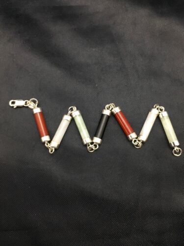 Navajo Turquoise Tube Link Bracelet | Sterling Silver | Authentic Native American Handmade | 4032