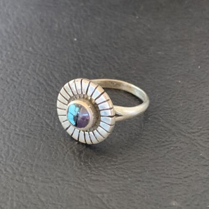 Native American Women's Navajo Blue Turquoise Sugilite Inlay Ring | Sz 5.5 | 11176