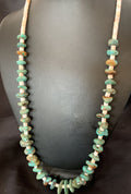 Navajo Pearls Nugget Blue Turquoise Shell Necklace | Sterling Silver | 26" | 12544