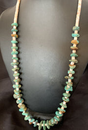 Navajo Pearls Nugget Blue Turquoise Shell Necklace | Sterling Silver | 26" | 12544