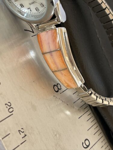 Authentic Navajo Orange Spiny Oyster Inlay Watch Tips | Sterling Silver | Native American Jewelry | 1555