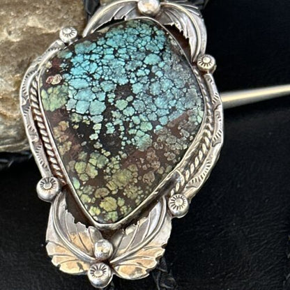Bolo Tie | Blue Spiderweb Turquoise | Sterling Silver | Navajo | Handmade Southwestern Jewelry | 14255